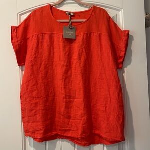 Saiph Lab Women's Linen Short Sleeve Top‎ 3X NWT
